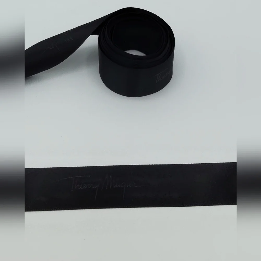 THIERRY MUGLER Logo Ribbon Black Satin 2 Yards Luxury Designer Packaging